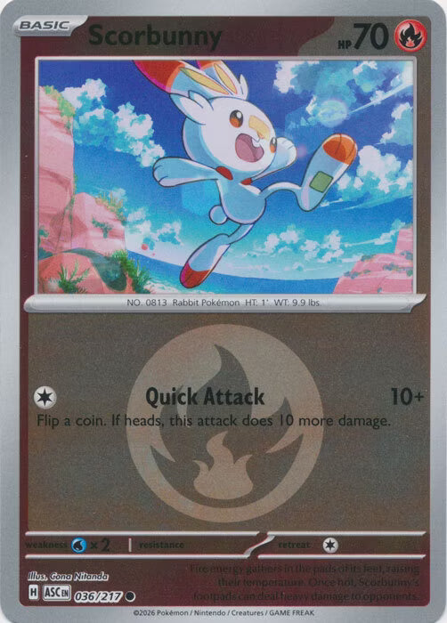 Ascended Heroes - 036/217 - Scorbunny - Energy Reverse Holo