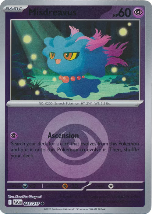 Ascended Heroes - 085/217 - Misdreavus - Energy Reverse Holo