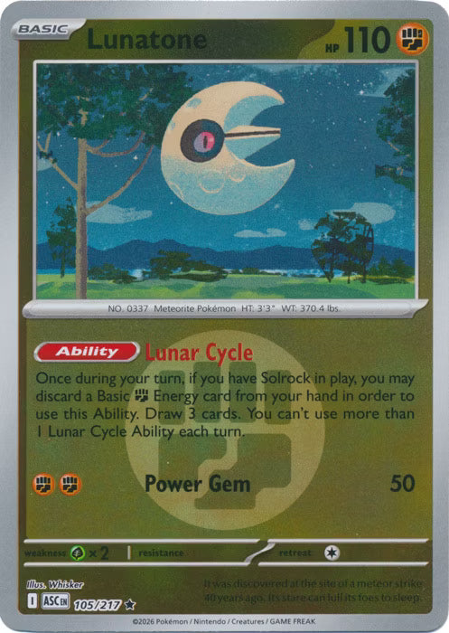 Ascended Heroes - 105/217 - Lunatone - Energy Reverse Holo