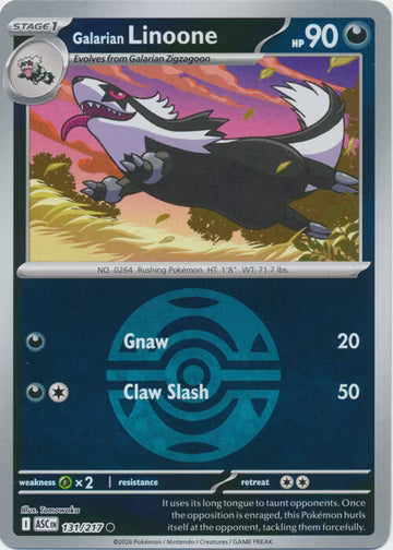 Ascended Heroes - 131/217 - Galarian Linoone - Ball Reverse Holo