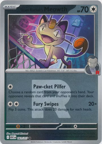 Ascended Heroes - 161/217 - Team Rocket's Meowth - Rocket Reverse Holo