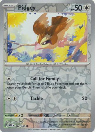 151 - 016/165 - Pidgey - Reverse Holo