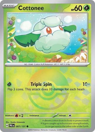 Prismatic Evolutions - 007/131 - Cottonee - Poké Ball Reverse Holo