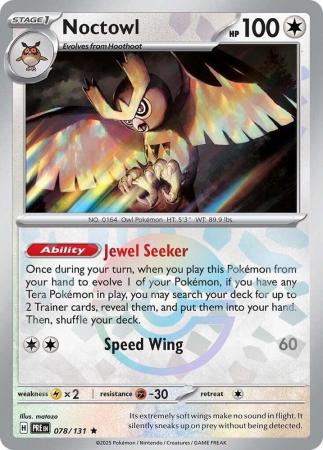 Prismatic Evolutions - 078/131 - Noctowl - Poké Ball Reverse Holo