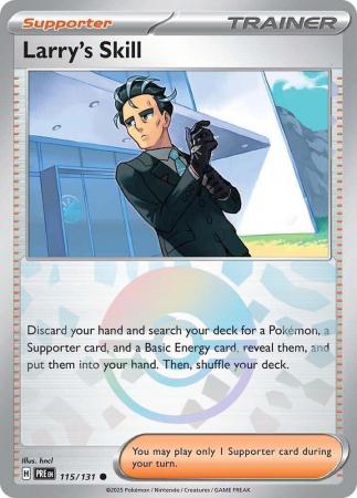 Prismatic Evolutions - 115/131 - Larry's Skill - Poké Ball Reverse Holo