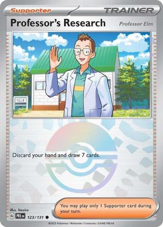 Prismatic Evolutions - 123/131 - Professor's Research (Professor Elm) - Poké Ball Reverse Holo