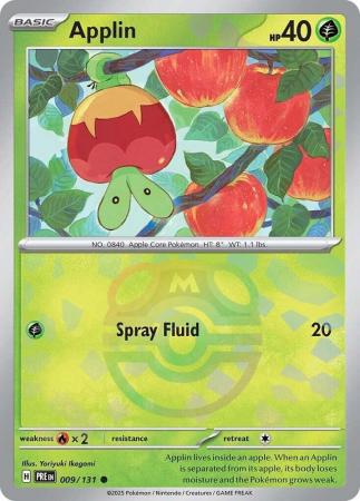 Prismatic Evolutions - 009/131 - Applin - Master Ball Reverse Holo