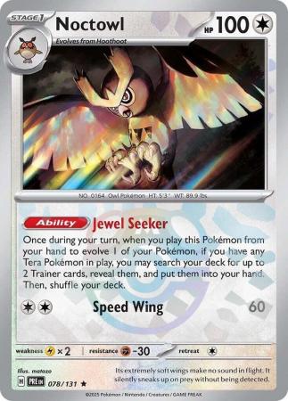 Prismatic Evolutions - 078/131 - Noctowl - Master Ball Reverse Holo