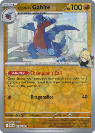 Destined Rivals - 103/182 - Cynthia's Gabite - Reverse Holo
