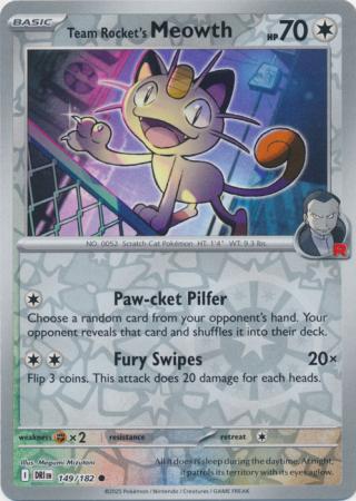 Destined Rivals - 149/182 - Team Rocket’s Meowth - Reverse Holo