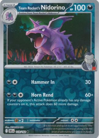 Destined Rivals - 118/182 - Team Rocket's Nidorino - Reverse Holo