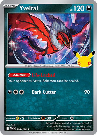30th Celebration - 100/128 - Yveltal - Holo