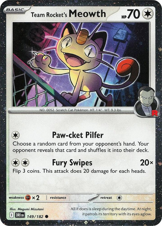 DRI - 149/182 - Team Rocket's Meowth - Cosmos Holo