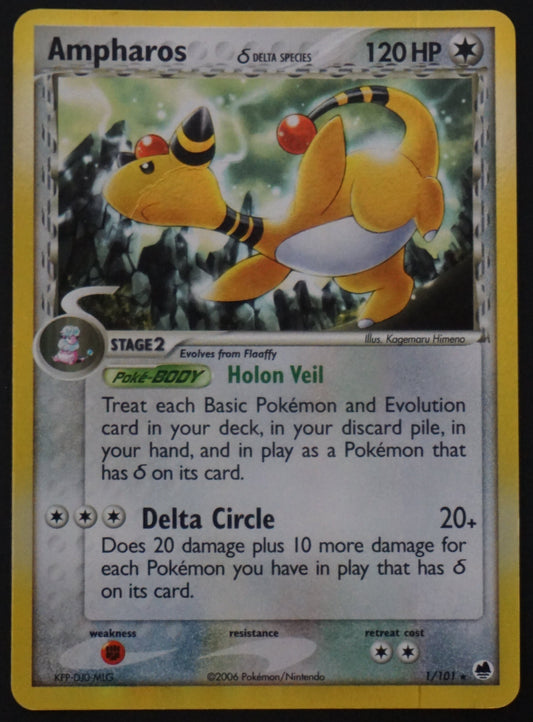 EX Dragon Frontiers - 1/101 - Ampharos δ Delta Species (Played)
