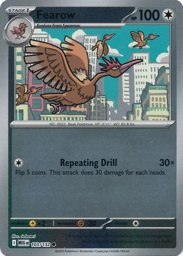 Mega Evolution - 103/132 - Fearow - Reverse Holo