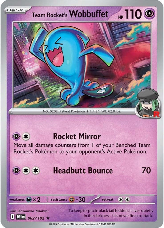Destined Rivals - 082/182 - Team Rocket’s Wobbuffet - Holo