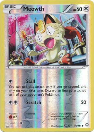 Steam Siege - 088/114 - Meowth - Reverse Holo