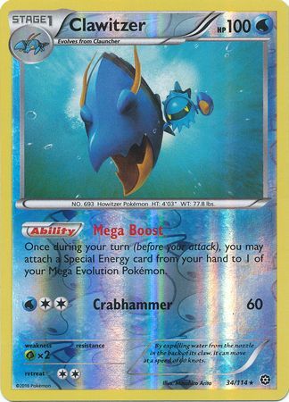 Steam Siege - 034/114 - Clawitzer - Reverse Holo