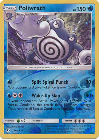 Sun & Moon - 032/149 - Poliwrath - Reverse Holo