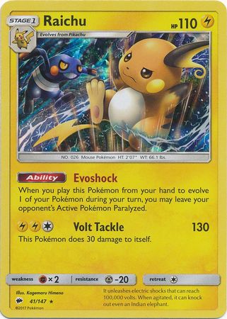 Burning Shadows - 041/147 - Raichu - Holo