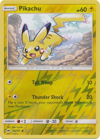 Burning Shadows - 040/147 - Pikachu - Reverse Holo