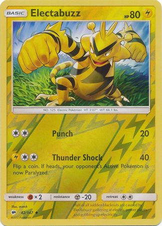Burning Shadows - 042/147 - Electabuzz - Reverse Holo