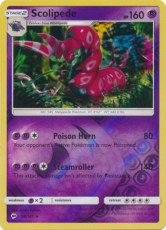 Burning Shadows - 058/147 - Scolipede - Reverse Holo