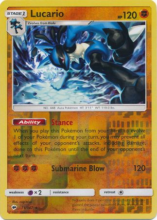 Burning Shadows - 071/147 - Lucario - Reverse Holo