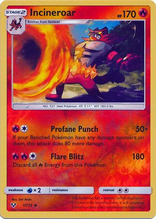 Shining Legends - 017/073 - Incineroar - Reverse Holo