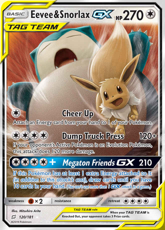 Team Up - 120/181 - Eevee & Snorlax GX (Tag Team) – Cards Center