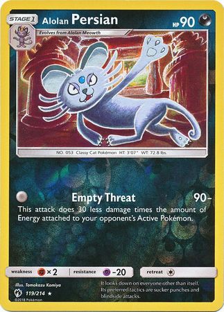 Lost Thunder - 119/214 - Alolan Persian - Reverse Holo