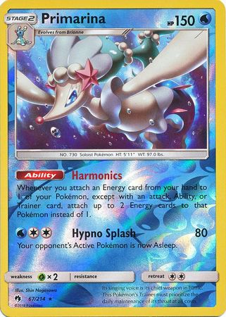 Lost Thunder - 067/214 - Primarina - Reverse Holo