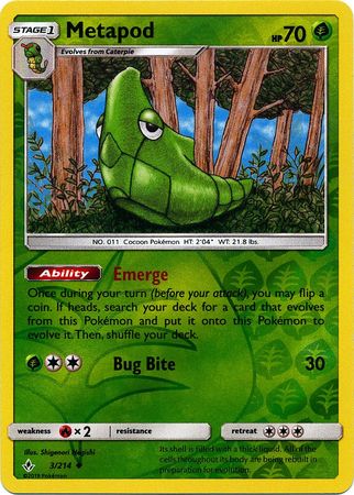 Unbroken Bonds - 003/214 - Metapod - Reverse Holo