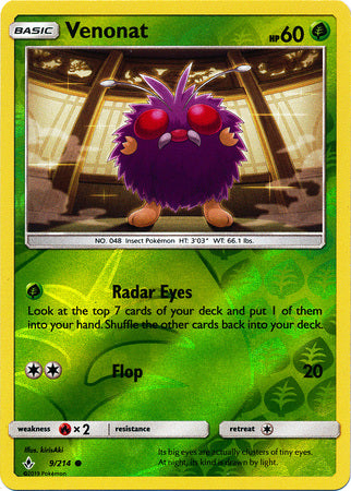 Unbroken Bonds - 009/214 - Venonat - Reverse Holo