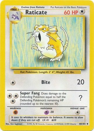 Base Set - 040/102 - Raticate