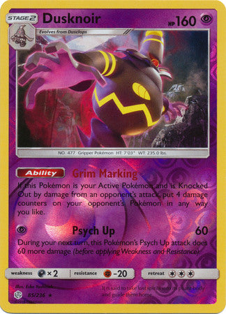 Cosmic Eclipse - 085/236 - Dusknoir - Reverse Holo