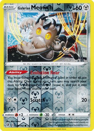 Rebel Clash - 126/192 - Galarian Meowth - Reverse Holo