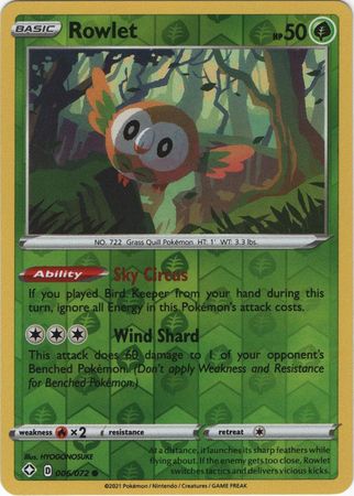Shining Fates - 006/072 - Rowlet - Reverse Holo