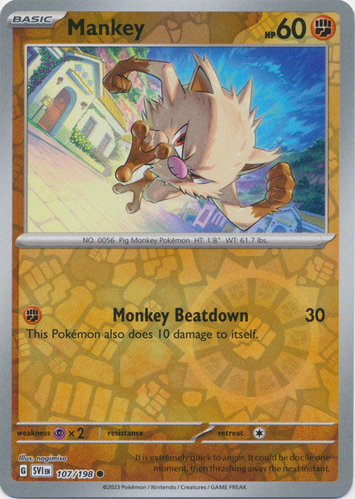 Scarlet & Violet - 107/198 - Mankey - Reverse Holo