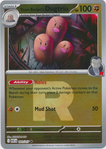 Ascended Heroes - 101/217 - Team Rocket's Dugtrio - Rocket Reverse Holo