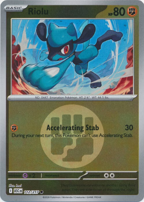 Ascended Heroes - 112/217 - Riolu - Energy Reverse Holo – Cards Center