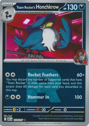Ascended Heroes - 127/217 - Team Rocket's Honchkrow - Rocket Reverse Holo