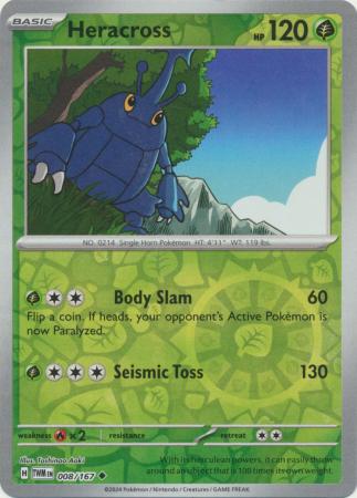 Twilight Masquerade - 008/167 - Heracross - Reverse Holo