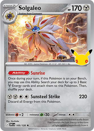 30th Celebration - 105/128 - Solgaleo - Holo