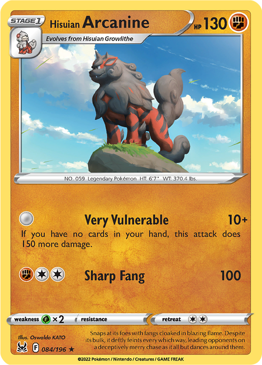 Lost Origin - 084/196 - Hisuian Arcanine - Non Holo