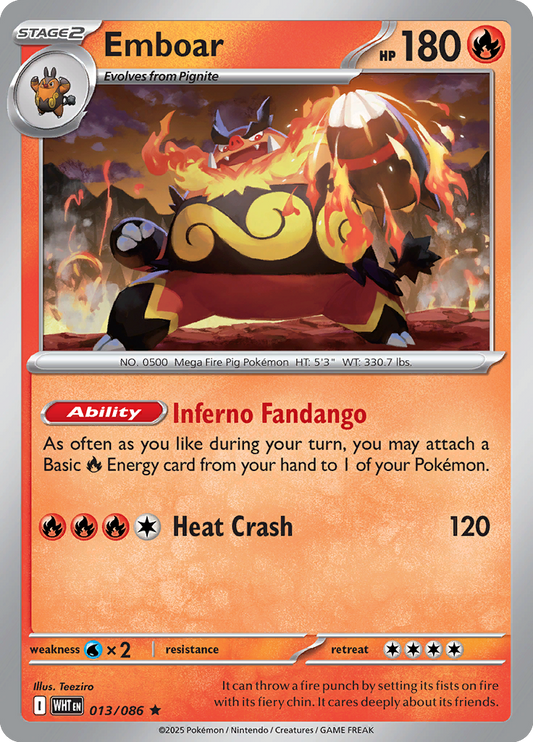 White Flare - 013/086 - Emboar - Holo Rare