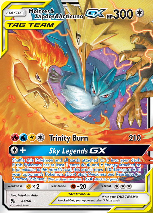 Hidden Fates - 044/068 - Moltres &amp; Zapdos &amp; Articuno GX (Tag Team)