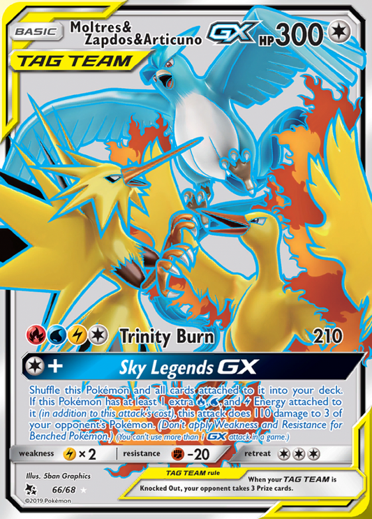 Hidden Fates - 066/068 - Moltres &amp; Zapdos &amp; Articuno GX (Tag Team)