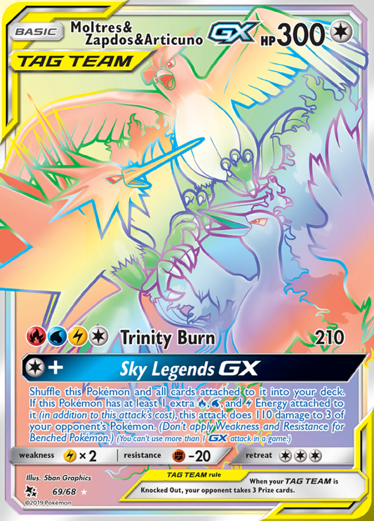 Hidden Fates - 069/068 - Moltres &amp; Zapdos &amp; Articuno GX (Tag Team)