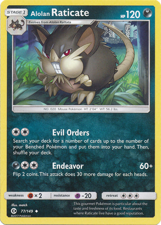 Sun & Moon - 077/149 - Alolan Raticate - Reverse Holo